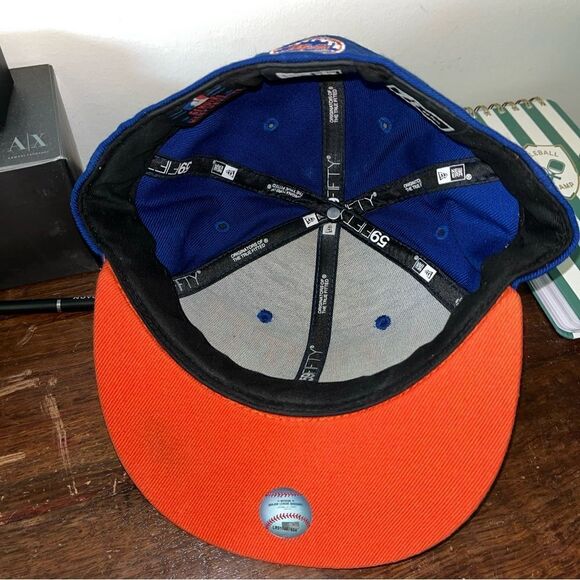 New York Mets BIG LETTER New Era Baseball Cap hat 7 3/8 Wool fitted RARE Acuna - Picture 7 of 9